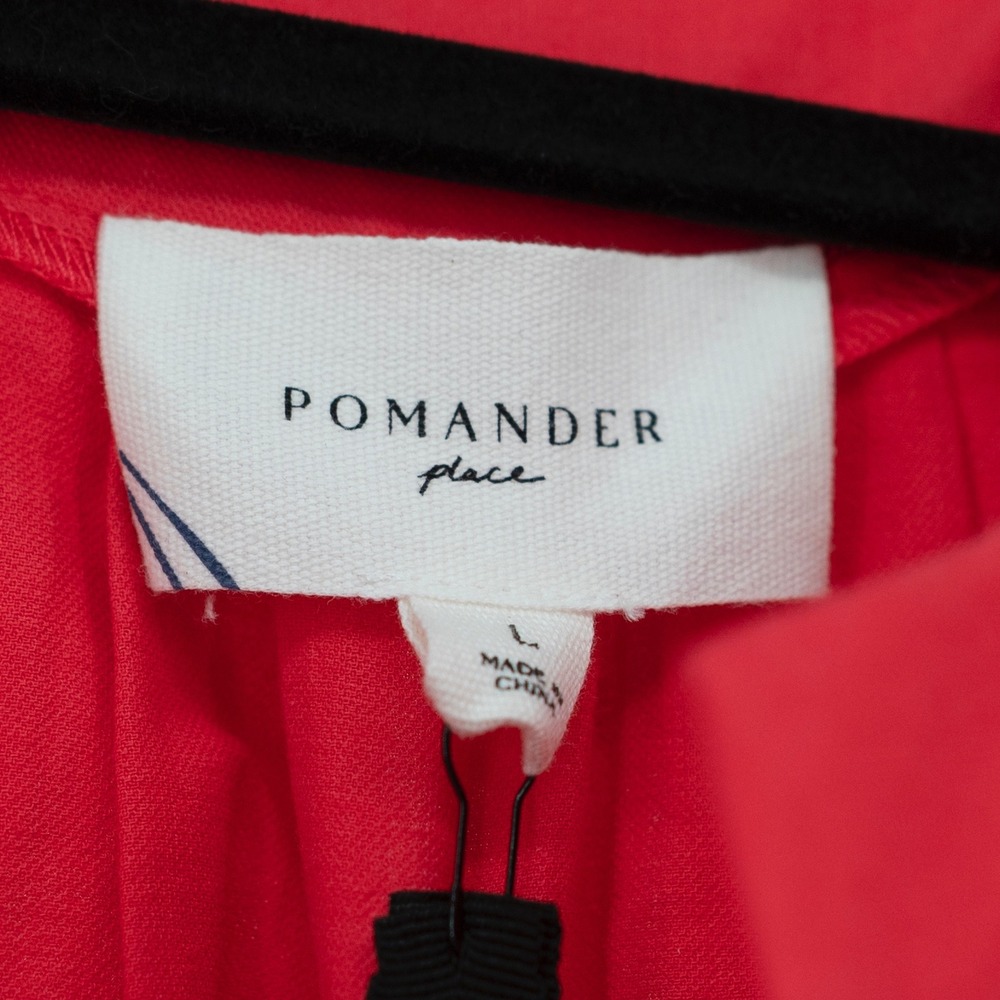 NEW Pomander Place Finley Cotton Flutter Short Sleeve V Neck Dress Red Large - Picture 2 of 4